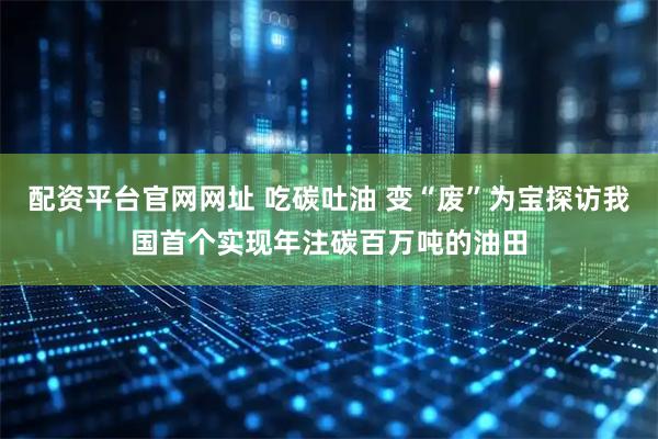 配资平台官网网址 吃碳吐油 变“废”为宝探访我国首个实现年注碳百万吨的油田